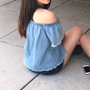 🔴SOLD🔴 Denim Off The Shoulder Top